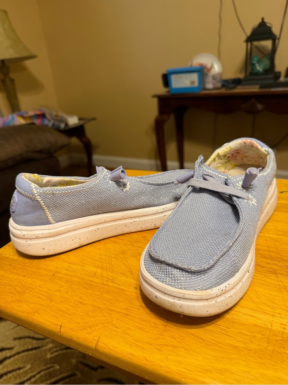Hey Dude Light Blue Canvas Slip-On Loafers